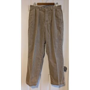 Polo Ralph Lauren Mens Tan Pleated Corduroy Pants Polo Cords 32x30 (tag 33x30)